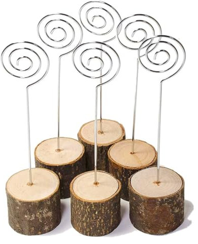 INHEMING 20 pcs Rustic Wood Place Card Holders, Wooden Table Number Holder,Wedding Place Card Holder for Party Tables, Drinks Labelling Cards