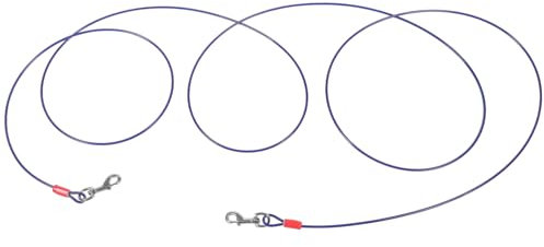 BELLIFFY Dog Tie Out Cable Mit Doppelhaken Langlebige Hundeleine Für Outdoor Und Camping Geeignet Für Große Hunde Verschleißfest Einfach Zu Befestigen Blauer Stahlseil-Tether