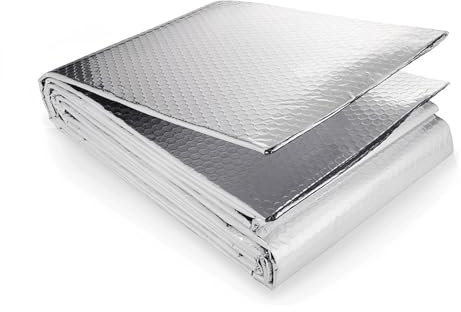 Focenat Reflecteur de Chaleur pour Radiateur, 60cm x 5m Isolant Thermique en Film Aluminisé a Bulles Double Face, 3-4mm Réfléchissant Isolant Thermique Mur pour Isolation du Toit, Sol, Plafond