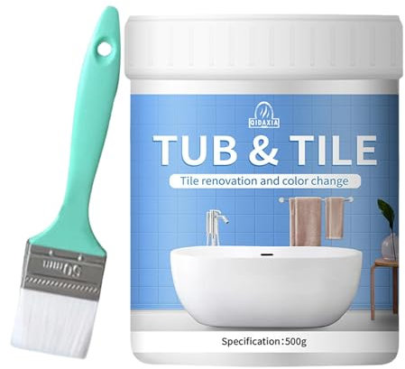 500 g kakelfärgändrande färg för badrum, kakelrenovering och färgändring färg med borste, bad återupplivande reparationsfärg, vattentålig 2 k färg högpresterande enkel användning för badkar och kakel
