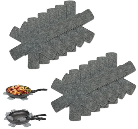 DHWEKU Protectores para sartenes y cazuelas, 10 Piezas Protector de Olla, Sostenedor de Pote de Estera Antideslizante, Almohadillas Separadoras de Tela no Tejidas, para Aislamiento,26cm