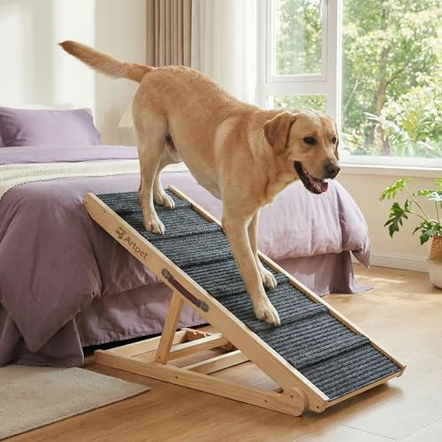 Artpet Rampe pour Gros Chien Pliable pour Canapé et Lit Rampe Chien Réglable pour Grands Chiens et Chats, Hauteur Ajustable 34-60 cm, Charge Jusqu’à 100 kg