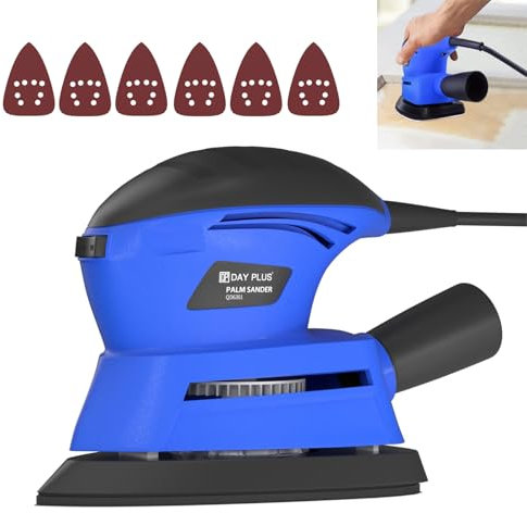 130W Electric Detail Mouse Sander, 12000RPM with 6 Sandpapers (80/120/240 Grit), Compact Palm Sander for Wood/Metal/Wall, Dust Collection System for Tight Spaces & DIY Projects