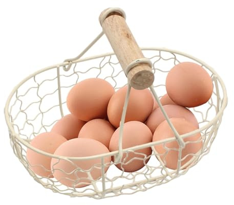 Cestino per la Raccolta delle Uova - Cestino da Picnic | Contenitore con Manico in Legno per Fattoria Campeggio Ragazzi e Ragazze