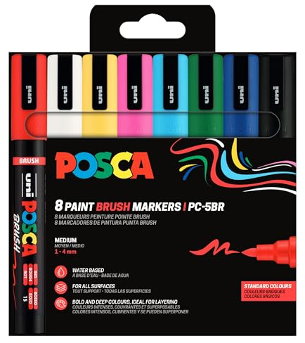 PC-5BR/8C set grundfärger | Flexibel 1–4 mm penselspets för nästan alla ytor