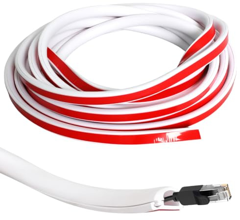 5m Goulotte Passe Cable, Cache Cable Demi-Rond, Goulotte Électrique Auto-Adhésive, Protège Cache Fil TV Mural Flexible, Gaine De Protection, Range-Cord, Blanc pour Sol, Mur et Plafond