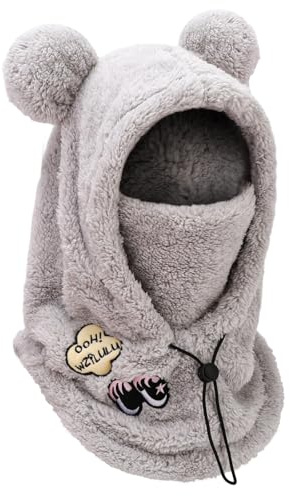 PHOGARY Cagoule hiver pour femme, Femme Homme Balaclava Hiver Thermique, Coupe-vent Masque Ski Couvre Casque Ski, Cagoule Panda, Gris