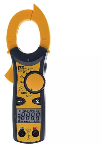 Ideal Electrical Clamp-Pro Digital Clamp Meter | 600A AC Measurement, Non-Contact Voltage Indicator (70–600V AC), Continuity Test, Auto/Manual Ranging, Data Hold, Auto Power Off, Low Battery Alert