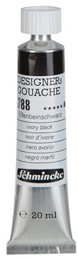 Schmincke - Designers Gouache, Elfenbeinschwarz, 20 ml-Tube, 25 788 007, streifenfreier Auftrag, maximal deckend, farbintensiv und samtmatt