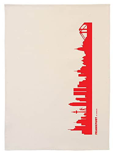 44spaces Frankfurt Skyline Küchentücher Stadt Design rot, 50x70 cm Reine Baumwolle (Bio), Geschirrtücher für Frankfurter & Fans, Geschenkidee Geburtstag Grill-Saison Garten-Fest Mitbringsel