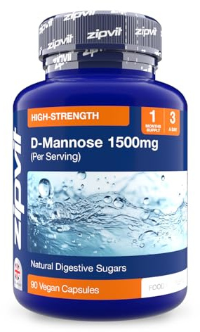 Zipvit D-Mannose Capsules, 1500mg High Strength Supplement for Men and Women, 90 Vegan Capsules for Daily Wellness