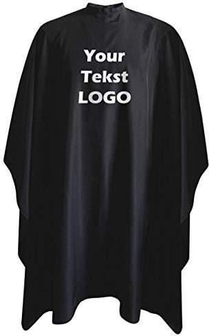 Mantella per parrucchiere professionale nera Regolabile intorno al collo Grembiule da parrucchiere per capelli Per parrucchieri Il tuo logo/testo [111]