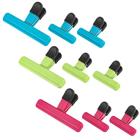 Xrten 9 Pezzi Clip Alimenti ， Clip per Sigillare Sacchetti di Plastica per Cucina, Ufficio e Altri Luoghi