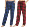 YUSHOW 2er Pack Pyjamahose Damen Lang Baumwolle Flanell Karierte Schlafanzughose Winter Weich Nachtwäsche Hose Freizeithose mit Taschen und Kordelzug Blaues Plaid+Rotes Plaid (2er Pack) Größe S