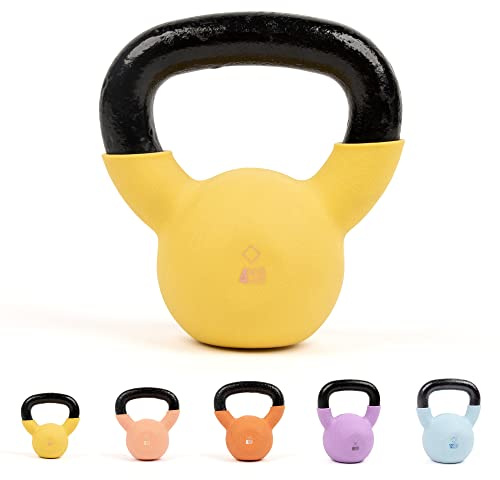 Myga Iron Kettlebell - Heavy Cast Iron Weight for Fitness and Strength Training, Bodybuilding, Muscle and Cardio - Workout Equipment ideal for Home, Gym and Studio - Yellow, 4kg