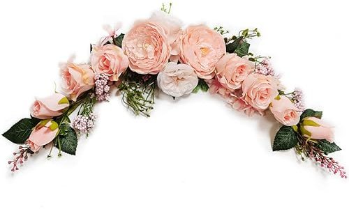 Fiori per Arco, OrgMemory Ghirlanda Fiori Artificiali, 60cm, Peonie Artificiali per Decorazioni, Fiori Finti per Arco, Ghirlanda Fiori Finti per Porte, Pareti, Decorazioni per la Casa (Rosa)