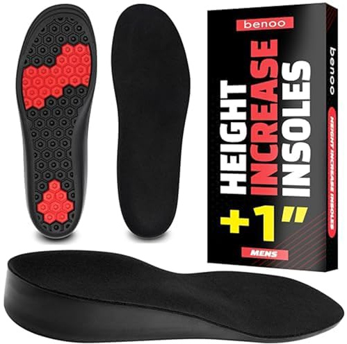 Height Increase Insoles for Men (+1 inch) Discreet Shoe Lifts, All Day Comfort, Shock-Absorbent Gel, Trim to Fit Inserts for Most Sneakers & Shoes, Confidence Boosters (Mens 10-11.5)
