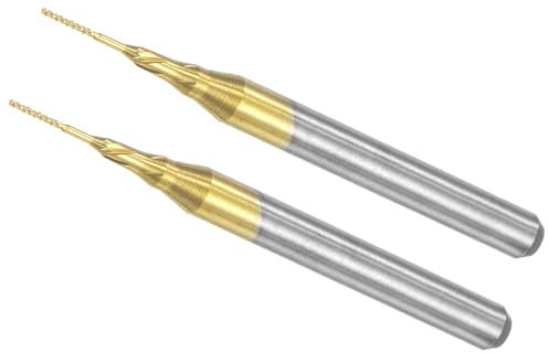 CoCud Fraises à Bout en Forme de Maïs, Diamètre de Coupe de 0,5 mm, Queue de 3,175 mm (1/8 Pouce), Carbure de Tungstène Revêtu de Titane, Outils de Fraisage CNC, 2 Pièces