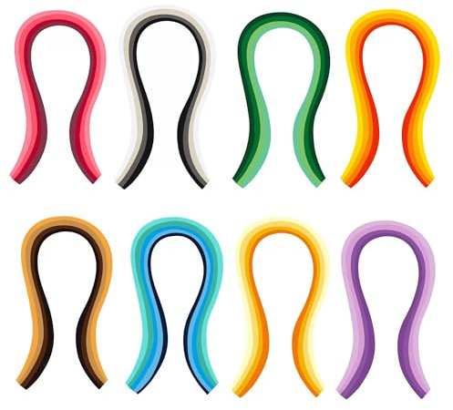 Quilling Papierstreifen,8 Farben 800 Streifen Quilling Kunst Streifen 54cm Länge Papier Breite 5mm Mehrfarbig Papier Quilling Streifen Set für DIY Papierhandwerk