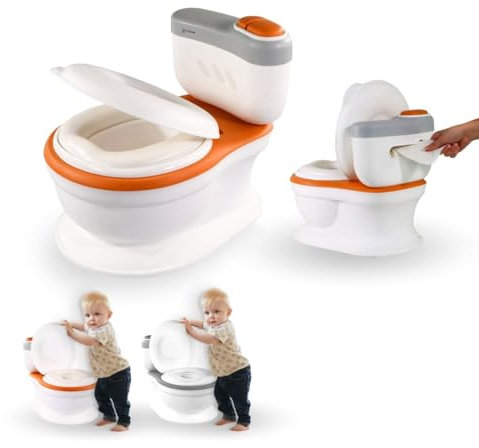 Mobiclinic® Kids, Töpfchen mit Entladungssound, Kleinkind, Toikid, Alter 1-3 Jahre, Mit Deckel, Toilettenpapierfach, Batteriebetrieben, Abnehmbare Schüssel, Wasserdichter Sitz
