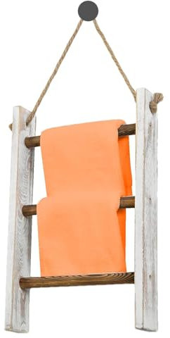 FmtwPhn 40x26x5.5cm Scala Per Asciugamani Da Bagno In Legno Con Corda, Scala Per Asciugamani Con Corda Decorativa In Legno Porta Asciugamani, Portasciugamani A 3 Livelli Montato A Parete