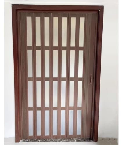 Porte Accordéon Interieur Portes Pliantes Accordéon Intérieures Extra Larges, Porte Accordéon en PVC et Acrylique Grain de Bois pour Buanderie, Placard, Salle de Bain, Douche, Séparateur de Pièce Coul