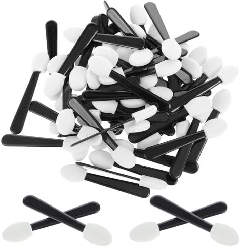 Giantree 50 Stück Lidschatten-Applikatoren, Schwamm Lidschatten Pinsel Wiederverwendbarer Kleine Pinsel Doppelseitig schwarze Lidschatten-Pinsel Make-up-Werkzeuge