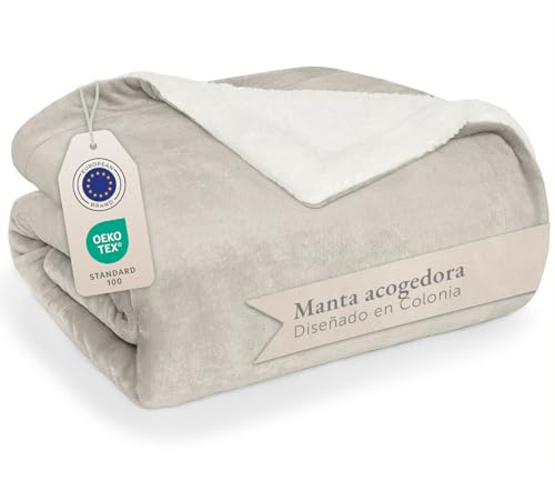 Blumtal coperto Matrimoniale Sherpa - Plaid Divano Super Morbida - Coperta Plaid di Alta Qualità Certificata OKEO-Tex - 220 x 240 cm - Almond Milk