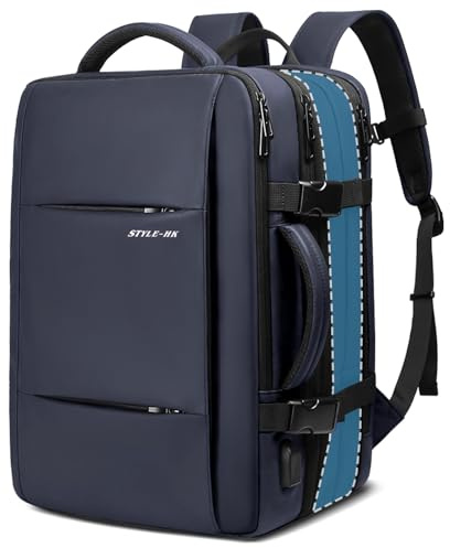 HEROIC KNIGHT Handgepäck Rucksack Herren Super Groß 17.3 Zoll Laptop Rucksack Wasserdicht Anti-Diebstahl 35 L Business Backpack mit USB-Anschluss Reiserucksack für Flugzeug,Arbeit,Uni,Schule-Blau