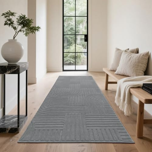 Enyhom Tappeto Corridoio Lungo 80 x 300 cm, Super Assorbente Tappeto Cucina Antiscivolo Lavabile in Lavatrice Passatoia Cucina, Moderno Soffice Tappeto Lungo per Corridoio, Ingresso, Lavanderia