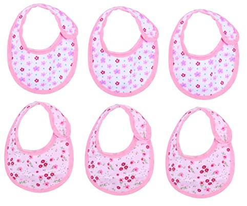 HOMOBABE 3 Set 6pcs Baby Doll Bibs for 18 Inch Dolls with Adjustable Tape Pink Mini Bibs for Little Girls