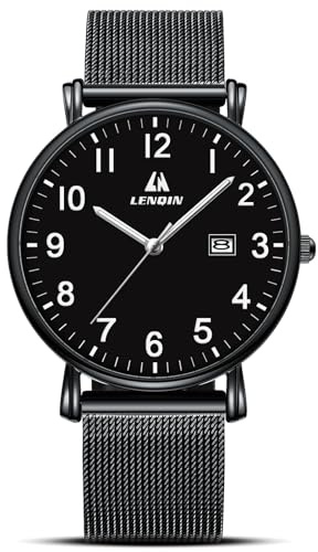 LN LENQIN Herren Uhr Edelstahl Uhren Herren Männer Analog Quarz Armbanduhren 30M wasserdichte Mode Casual Uhr für Männer