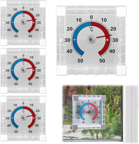 4 termometri autoadesivi per finestre, termometri esterni resistenti alle intemperie, per porte e finestre, termometri autoadesivi per misurare accuratamente la temperatura, adatti per interni ed
