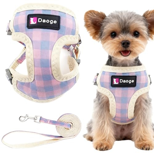 OPVYAEU Arnés perro pequeño ajustable con correa Arnés para cachorros cómodo y seguro para entrenamiento y paseos diarios Arneses para perros pequeños resistentes y fáciles de usar Talla S 1.5kg-3.5kg
