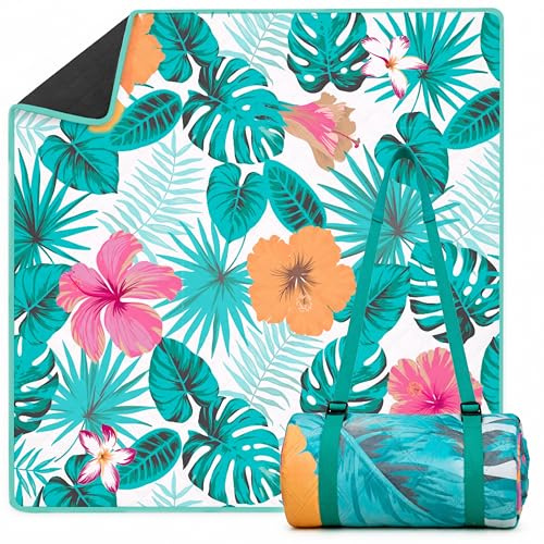 Twinzee Manta Picnic Impermeable y Lavable - Manta Impermeable 200x200 cm Portátil para Playa, Barbacoa, Pícnic - Toalla Playa Grande Antiarena - Floral