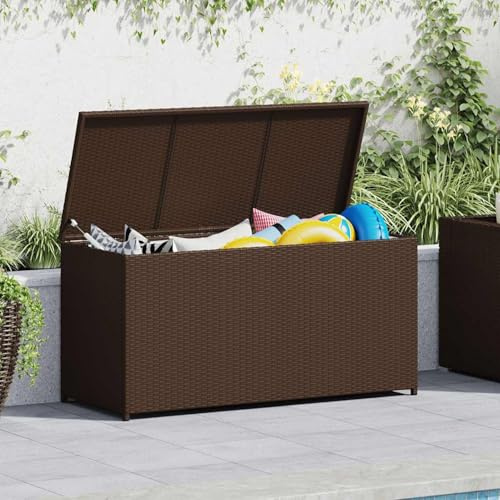 Gecheer Baule da giardino, polyrattan, 120x50x60 cm, marrone, per esterni o terrazzo