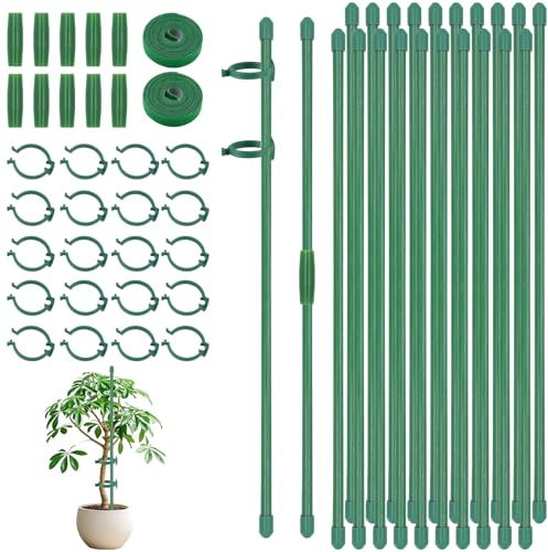 JJYHEHOT Tutores para Plantas, 30 cm 20 Piezas Supporto per Piante con 20 Clips para Plantas,10 Tubos de Extensión, Ajustable Tutores para Orquideas para Flores, Tomates y Verduras