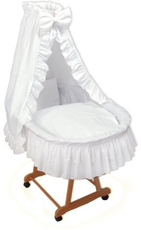 Amigos Stubenwagen Weiß mit rosa Kante, komplett**