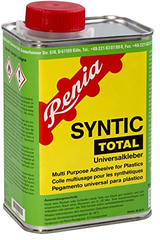 Renia colle plastique TOTAL - Boîte de 850g avec brosse intégrée, colle polyuréthane sans toluène, transparente