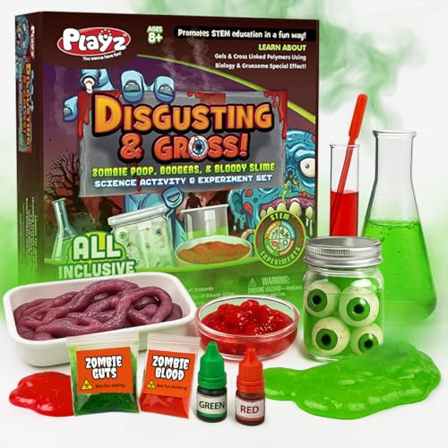 Playz Disgusting n' Gross Zombie Poop - DIY Stem Learning & Educational Science Kit for Kids Age 8 9 10 11 12 13+ Years Old with 34+ Experiment Tools - Kids Toys and Craft Activities for Boys & Girls