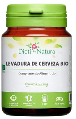 Dieti Natura Levadura de Cerveza BIO 200 Comprimidos de Origen Vegetal - Vitaminas, Aminoácidos y Minerales - Fortalece el Bienestar del Cabello y las Uñas - Fabricado en Francia, Sin OGM
