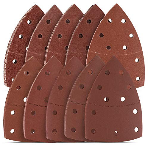 Navaris Set de 100x Papel de lija triangular - Hojas de recambio para lijadora delta de mano 105x152 MM - Surtido de repuestos de grano de P40 a P400