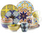 vancasso Jasmin Patterned Dinner Set - 16 Pieces Porcelain Dinnerware Set Moroccan Crockery with 10.5 inch Dinner Plate 8 inch Dessert Plate 23oz Bowl and 12oz Mug, Service for 4