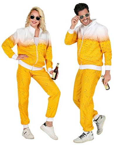 W WIDMANN MILANO Party Fashion - Kostüm Trainingsanzug Bier, zweiteiliger Anzug, 80er Jahre Outfit, Jogginganzug für Karneval & Party