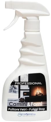 Stufa a Pellet, pulisce vetri di stufe e camini, caminetti e forni, rimuove annerimento e fuliggine dai vetri senza fatica, pulizia vetro camino - GLASS CLEAN (1x 500 ml)