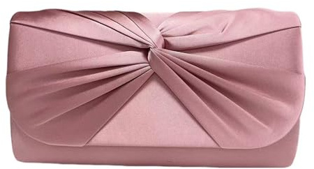 LeahWard Women's Satin Large Bow Clutch Bag Wedding Holiday Party Soft Handbag (Blush)