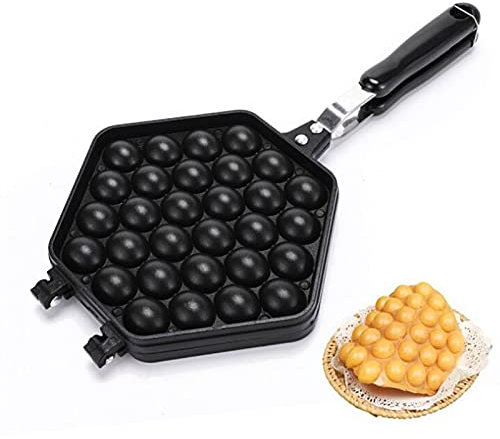 Bubble Waffle Maker, 30-håls non-stick aluminiumlegering Äggpuff Gör våffeltårtformsgryta Hongkong Äggvåffeljärn Grillpanna till frukost Lunch Hushållscafé Restaurang Tårtbutik