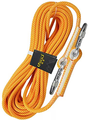 HAMIMI sicherungsseil Outdoor-Seil kletterseil Nylon Statisches Seil Rettungsseil Hochfestes Seil mit 2 Stahlhaken für Arbeiten in der Höhe/Feuerleiter/Abseilen/Sport Camping usw,10.5mm-80m