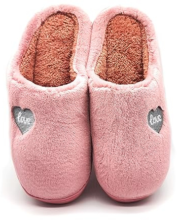 P&L ITALY COLLECTION Zapatillas De Estar por Casa Mujer Invierno Pantuflas Antideslizantes Calido Termico Algodón 220 (Rose Love, numeric_4041)