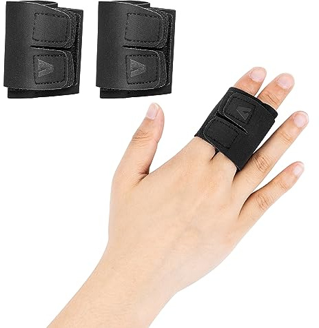 Fingerskydd sport fingerstöd 2 stycken fingerstabilisator med justerbar fästrem för sportskador artritsmärtor fingerbandage mjuk fingerskena neopren fingerstöd